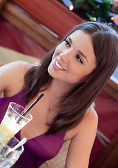 Image showing Young woman in cafe
