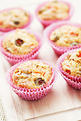 Image showing muffins with green olives