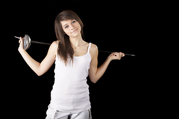 Image showing Image beautiful girl with a rapier
