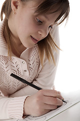 Image showing Girl draw a marker