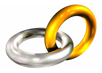 Image showing gold and silver rings in chain