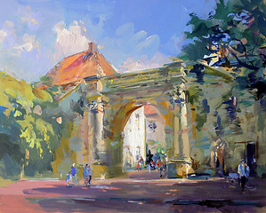 Image showing old town landscape painting