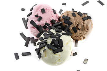 Image showing Tricolor scoops with licorice