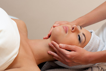 Image showing young woman in a spa salon