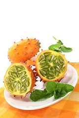 Image showing fresh sliced Kiwano