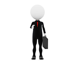 Image showing 3d business man with briefcase give handshake 