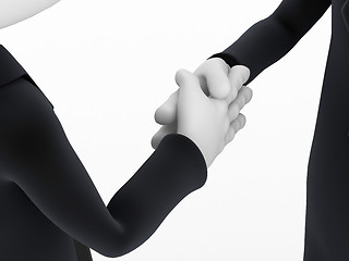 Image showing 3d Close-up two businessmen shaking hands 