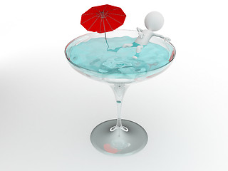 Image showing 3d character having a bath in a glass 