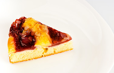 Image showing cherry cake on white dish