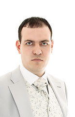 Image showing serious young man in wedding suit portrait