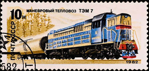 Image showing postage stamp shows russian train 