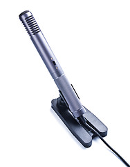 Image showing gray condenser microphone on stand