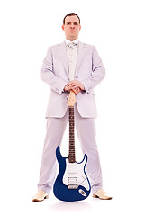 Image showing man standing with electro guitar