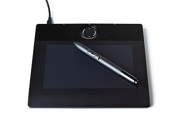 Image showing black drawing tablet with pen