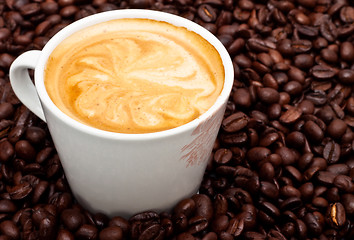 Image showing coffee cup with pattern on foam