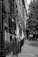 Image showing Black and White Row Houses Beacon Hill Boston