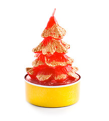 Image showing small candle in shape of christmas tree