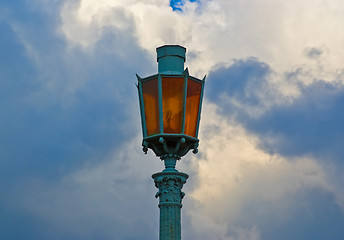 Image showing vintage street lamp on cloud sky background