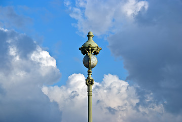 Image showing vintage street lamp on cloud sky background