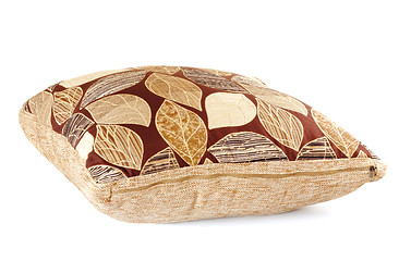 Image showing brown pillow with leaves pattern