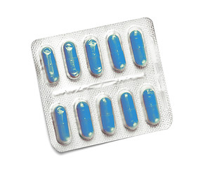 Image showing package of blue capsules