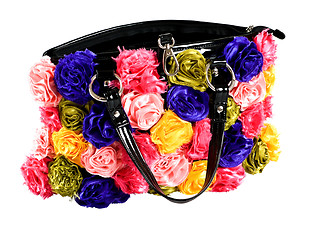 Image showing female bag with artificial flowers