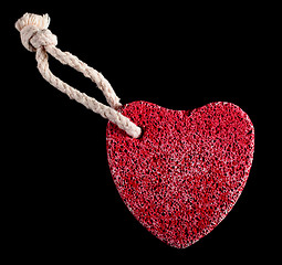 Image showing red heart-shaped stone with rope