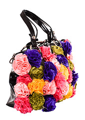 Image showing female bag with artificial flowers