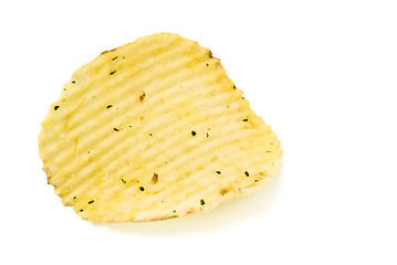 Image showing yellow potato chips closeup