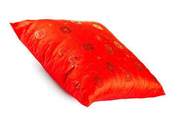 Image showing red decorative pillow with pattern