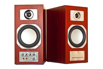 Image showing two brown speakers