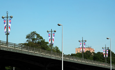 Image showing Flags Over the Bridge