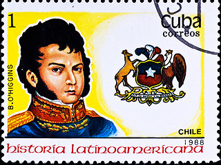 Image showing postage stamp shows Chile governor B. O'Higgins