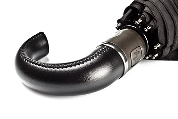 Image showing black umbrella handle closeup