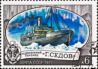 Image showing vintage postage stamp with icebreaker