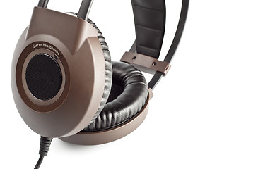 Image showing brown stereo headphones closeup