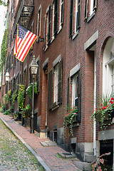 Image showing Early America's Acorn Street In The Commonwealth of Massachusett