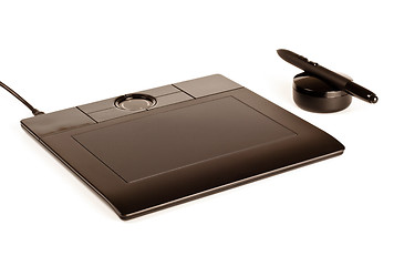 Image showing black drawing tablet with pen 