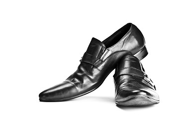 Image showing black male shoes with buckles