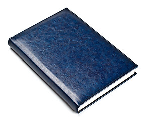 Image showing closed blue leather notebook