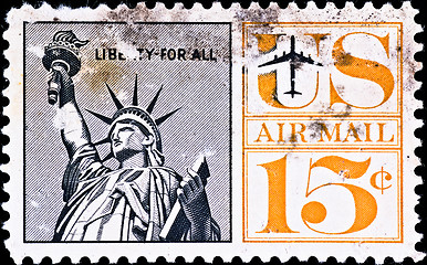 Image showing postage stamp shows US Statue of Liberty, circa 1970's