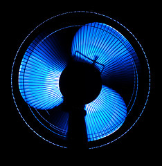 Image showing big office fan in blue light