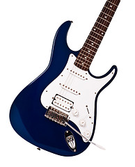 Image showing blue electric guitar closeup