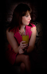 Image showing beautiful girl with cocktail 