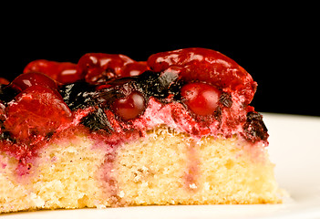 Image showing cherry cake on white dish