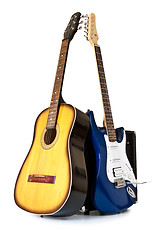 Image showing acoustic and electric guitars