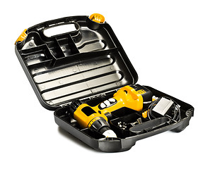 Image showing toolbox with yellow drill set