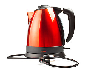 Image showing red and black electrical tea kettle