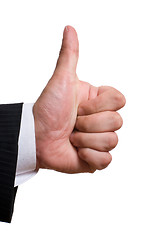 Image showing businessman's hand with thumbs up