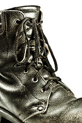 Image showing old army style boot closeup